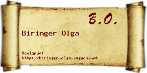 Biringer Olga névjegykártya